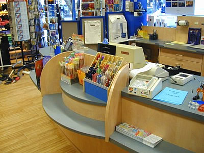 Ladenbau, Schrybi, Buchs, papeterie, Papeterieeinrichtung